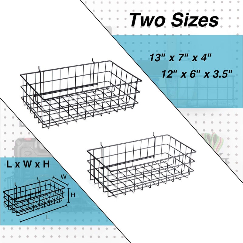 Right Arrange RightArrange Pegboard Basket Set of 2 - XLarge + Large Size Basket, Black - Hooks to Any Peg Board - Organize Tools, Workbench, Accessories, Garage Storage - Wall Organizer Attachments - Image 3